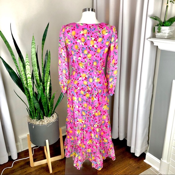 Saloni Womens Chiffon Lemon Print Dress 